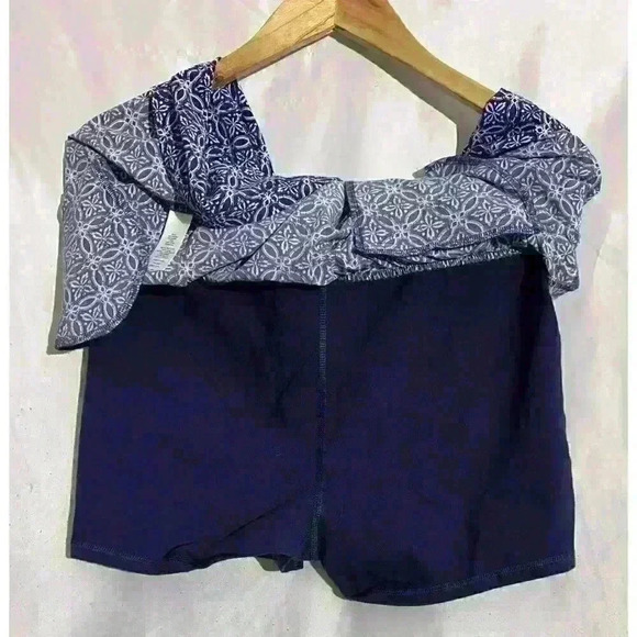 T by Talbots Faux Wrap Skort Size Mp Blue White Medallion Print Pockets - Picture 6 of 8